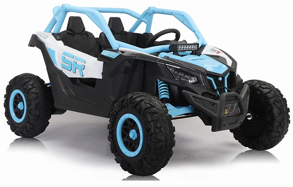 Carro elétrico para Crianças 24V 4x4 2 Lugares Buggy SR SUPER 66 Rodas de espuma EVA, Assento Couro Azul