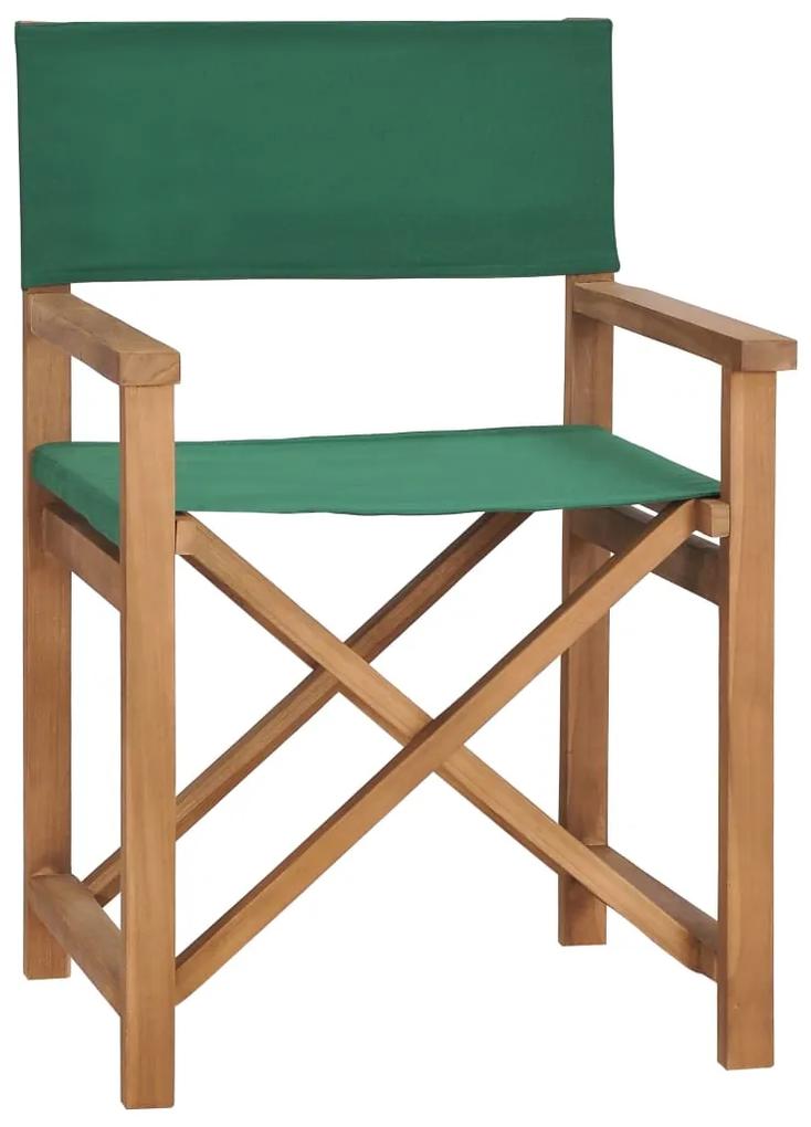 47413 vidaXL Cadeira de realizador em madeira de teca maciça verde