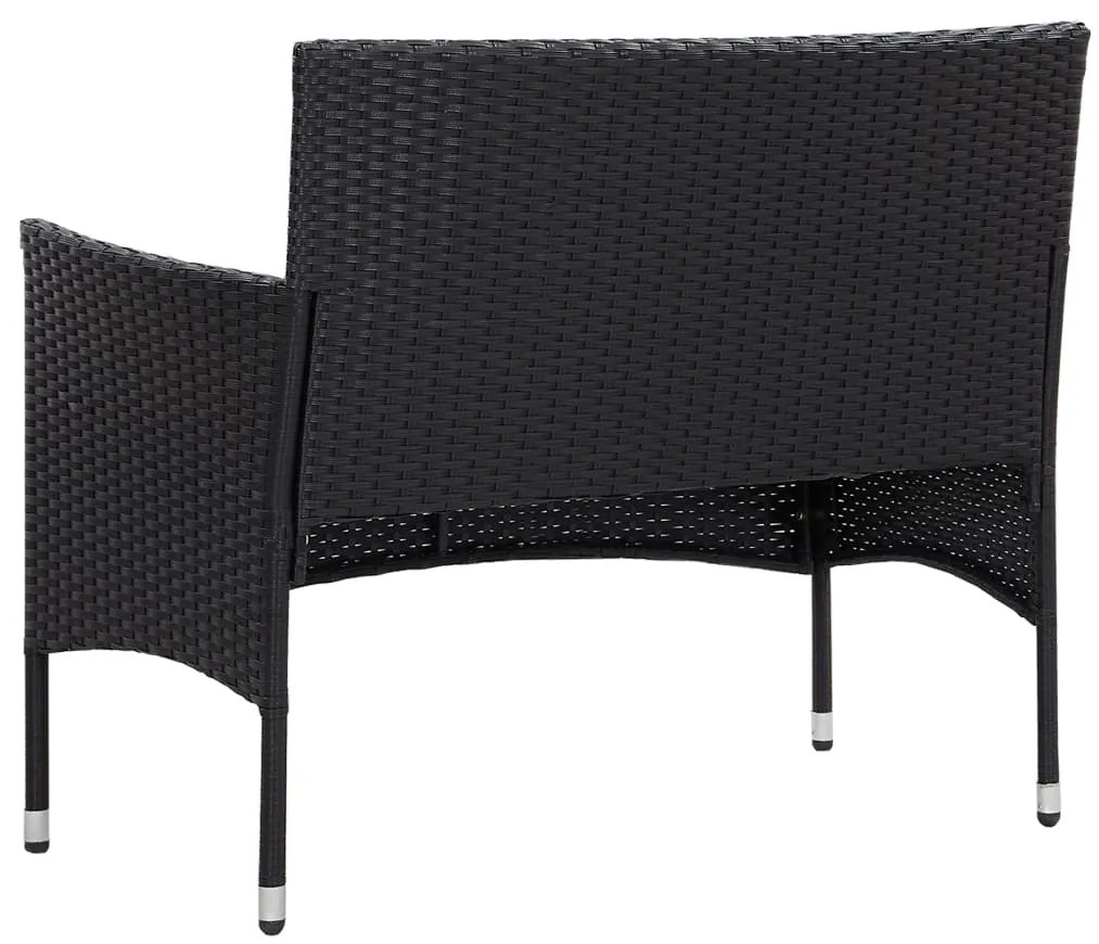 4 pcs conjunto lounge de jardim c/ almofadões vime PE preto