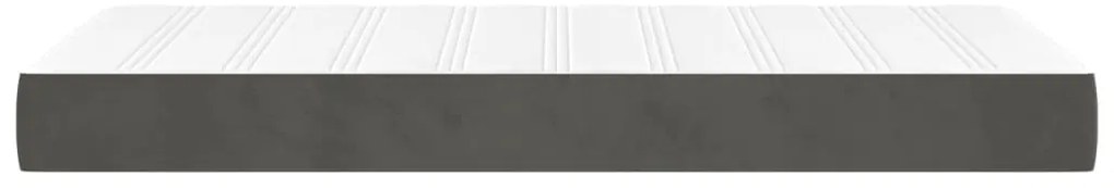 Colchão de molas ensacadas 120x190x20 cm veludo cinza-escuro