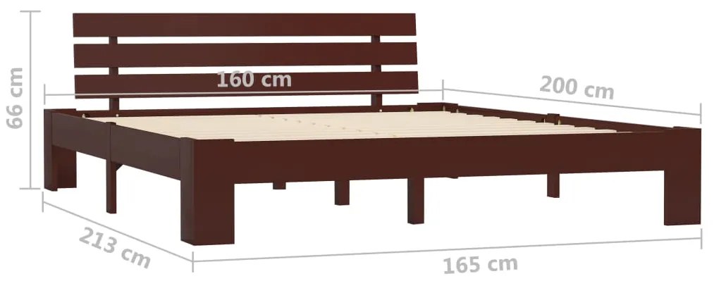 Estrutura de cama 160x200 cm pinho maciço castanho-escuro