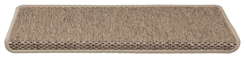 Tapetes escada adesivos aspeto sisal 30pcs 65x21x4cm cor areia