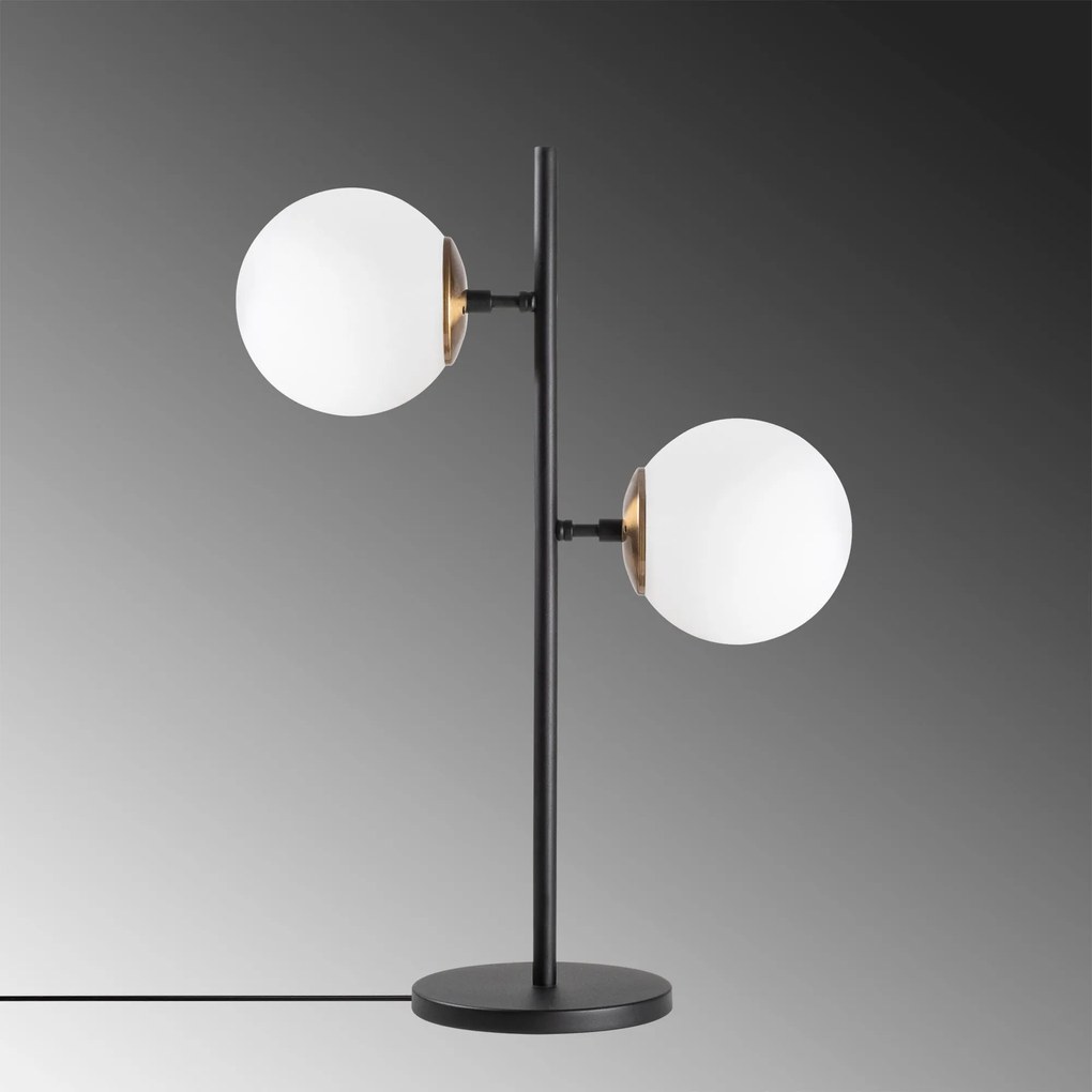 Candeeiro de Mesa Fazli – Preto, Dourado, Branco – 40 x 17 x 57 cm