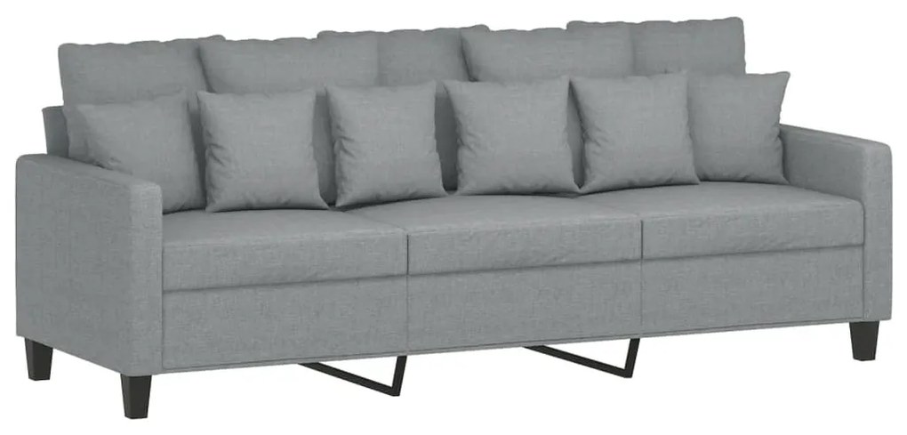 4 pcs conjunto de sofás com almofadas tecido cinzento-claro