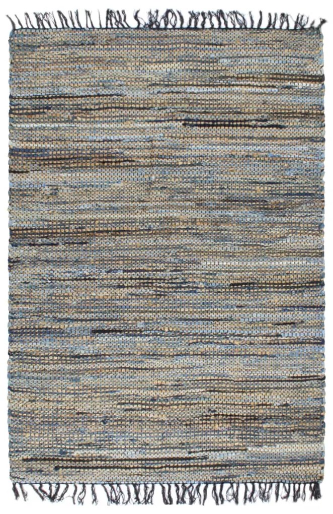 vidaXL Tapete chindi tecido à mão 80x160 cm denim e juta multicolor