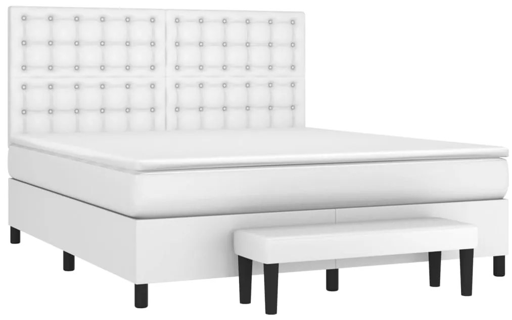 Cama com molas/colchão 180x200 cm couro artificial branco