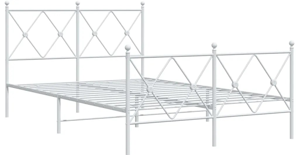 Estrutura de cama com cabeceira e pés 120x200 cm metal branco