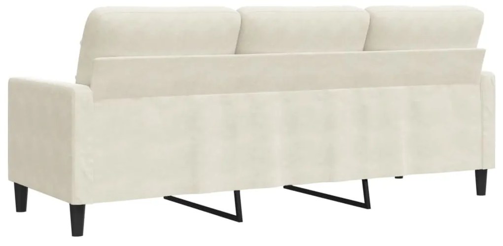 Sofá de 3 lugares 180 cm veludo cor creme