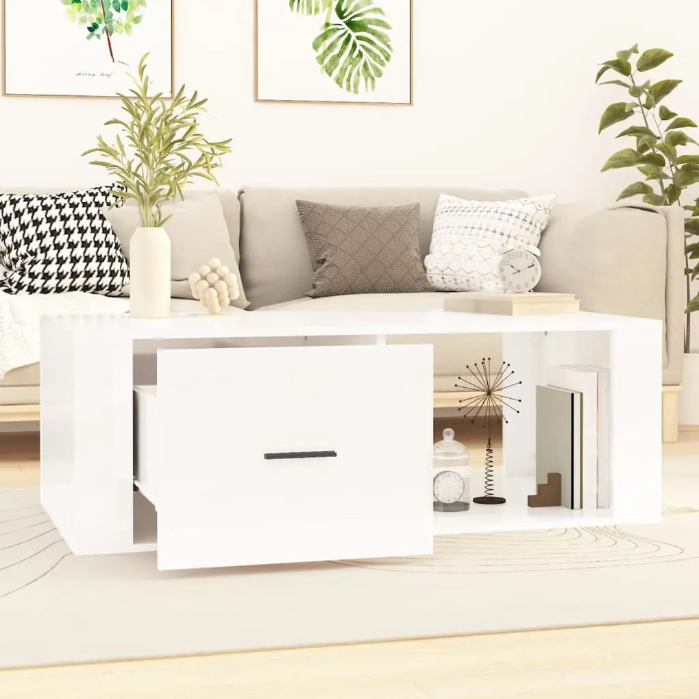 Mesa de centro 100x50,5x35cm derivados madeira branco brilhante