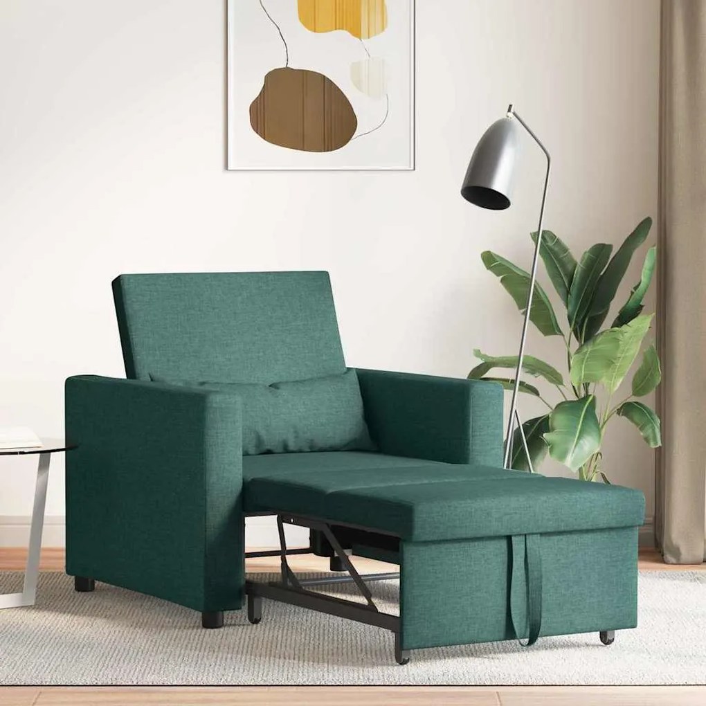 Sofá-Cama Conversível 3 em 1 Verde Escuro