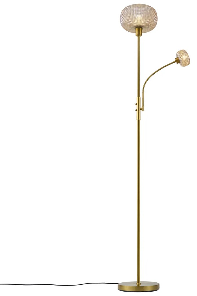 Candeeiro de pé de design latão com vidro âmbar 2 luzes - Brianna Design