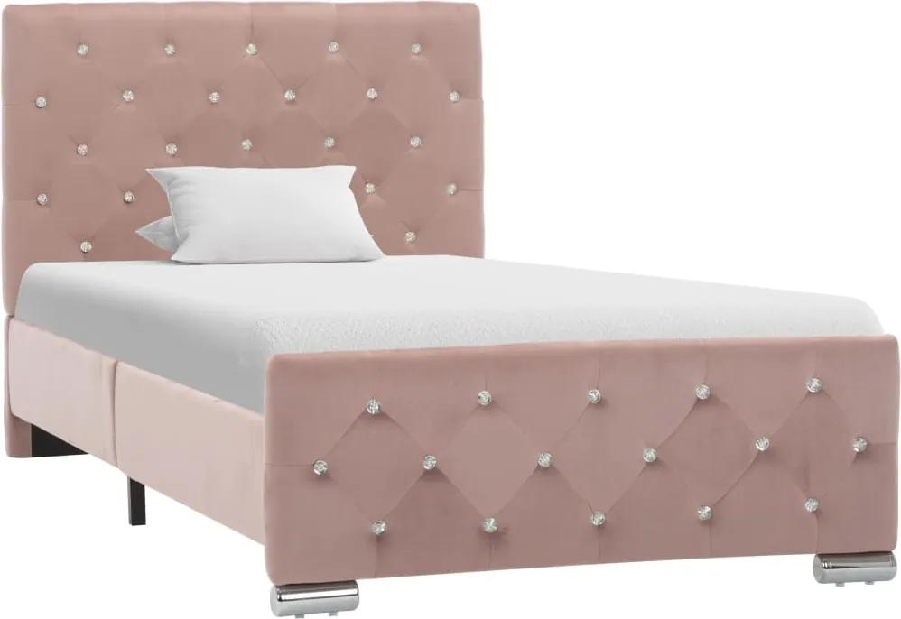 Estrutura de cama 90x200 cm tecido rosa