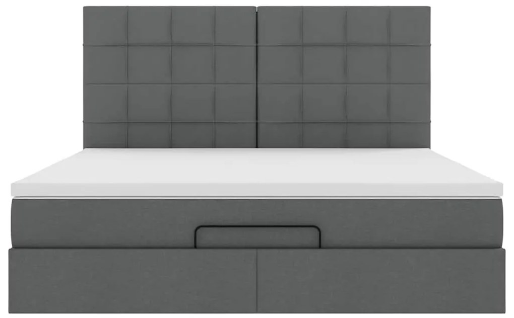 Estrutura de cama otomana com colchão 180x200cm cinzento escuro