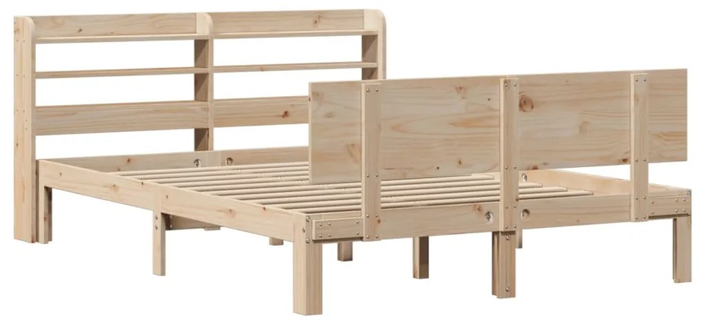 Estrutura de cama com cabeceira 160x200 cm pinho maciço