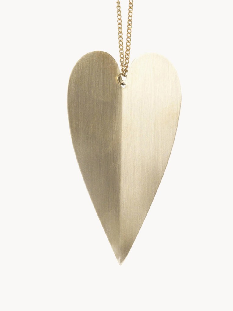 Ornamentos de Natal em latão Heart, conjunto de 4