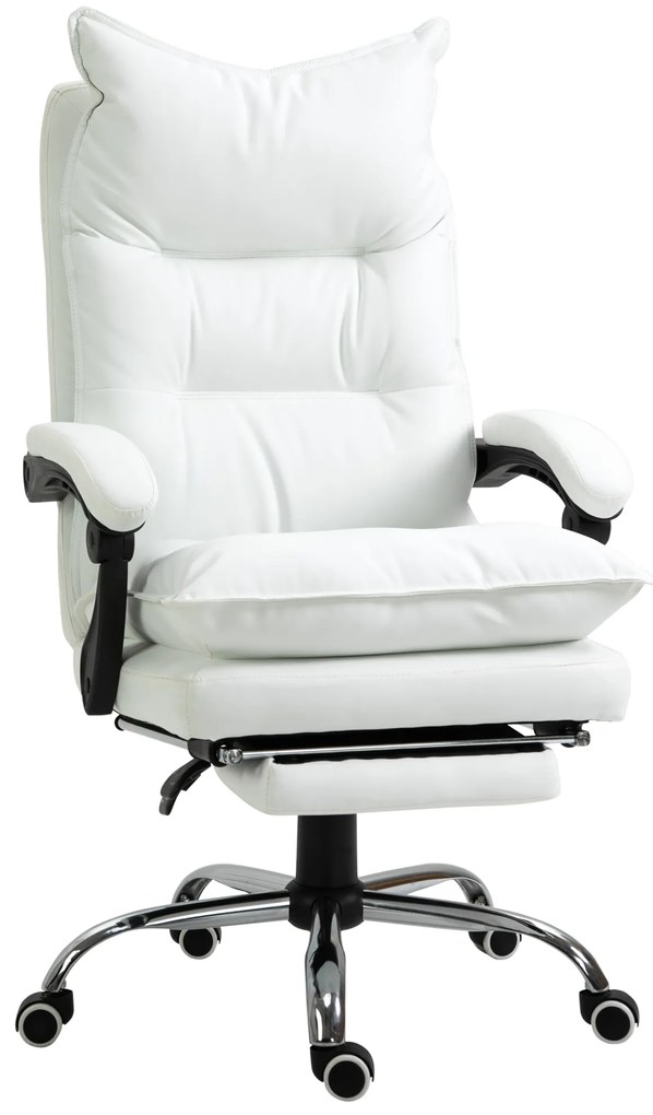 Vinsetto Cadeira de Escritório Cadeira de Escritório Ergonômica com Encosto Reclinável Altura Ajustável 66x72x130 cm Branco | Aosom Portugal