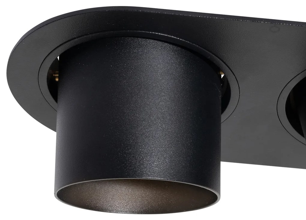Set van 6 inbouwspots zwart GU10 70mm kantelbaar 2-lichts - Installa Moderno