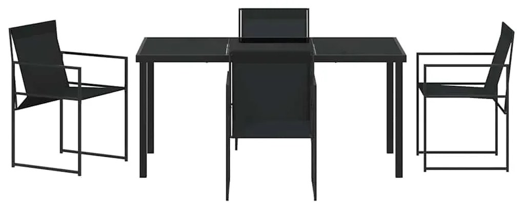 Conjunto de Jantar para Jardim de 5 Peças - Preto, Textilene e Aço