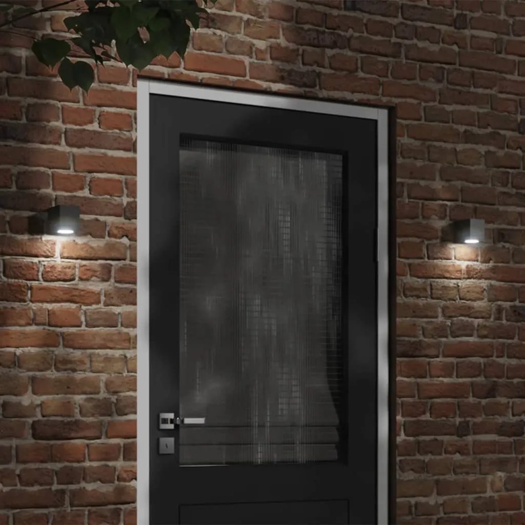 vidaXL Candeeiros de parede para exterior 2 pcs alumínio fundido preto