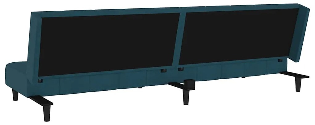 Sofá-cama de 2 lugares veludo azul