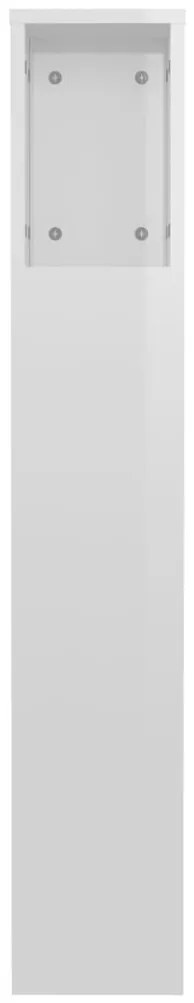 Armário de cabeceira 120x18,5x102,5 cm branco brilhante