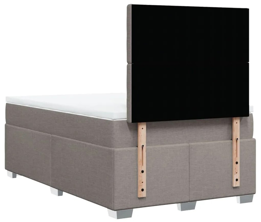 Cama boxspring c/ colchão 120x190cm tecido castanho-acinzentado