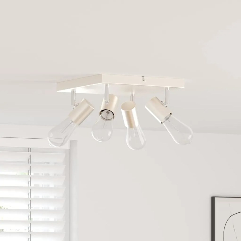 vidaXL Spotlight de Teto 4 Vias Ajustável Níquel Escovado E27