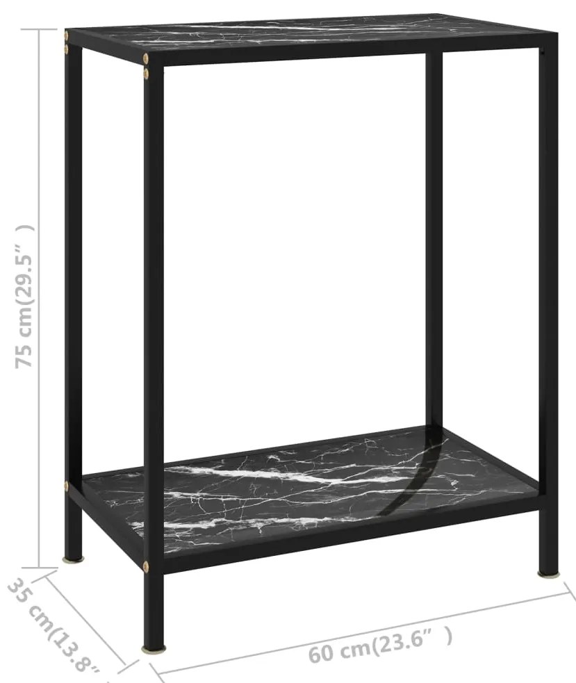 Mesa consola 60x35x75 cm vidro temperado preto