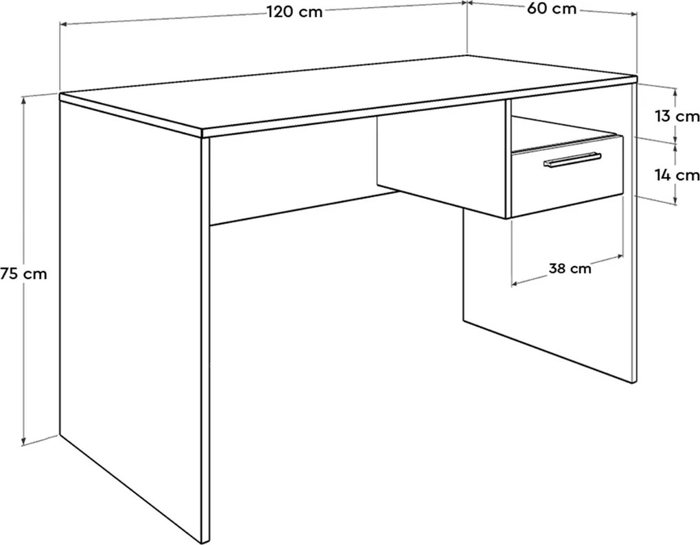 Secretária "Simple" com Gaveta - 120 x 75 x 60 cm - Branco - Design Mo