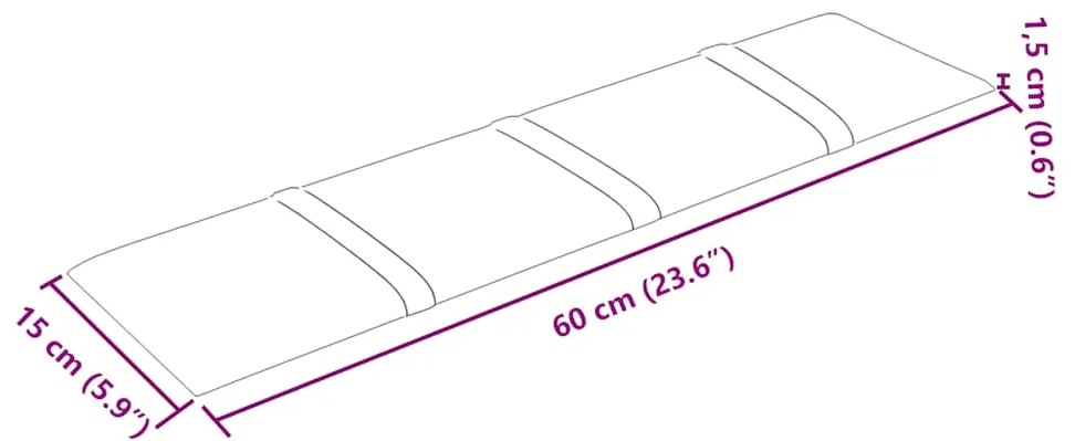 Painel parede 12 pcs 60x15 cm veludo 1,08 m² vermelho tinto