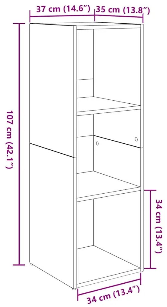 Gabinete para TV 4 pcs Carvalho Artesanal 37 x 35 x 107.5 cm
