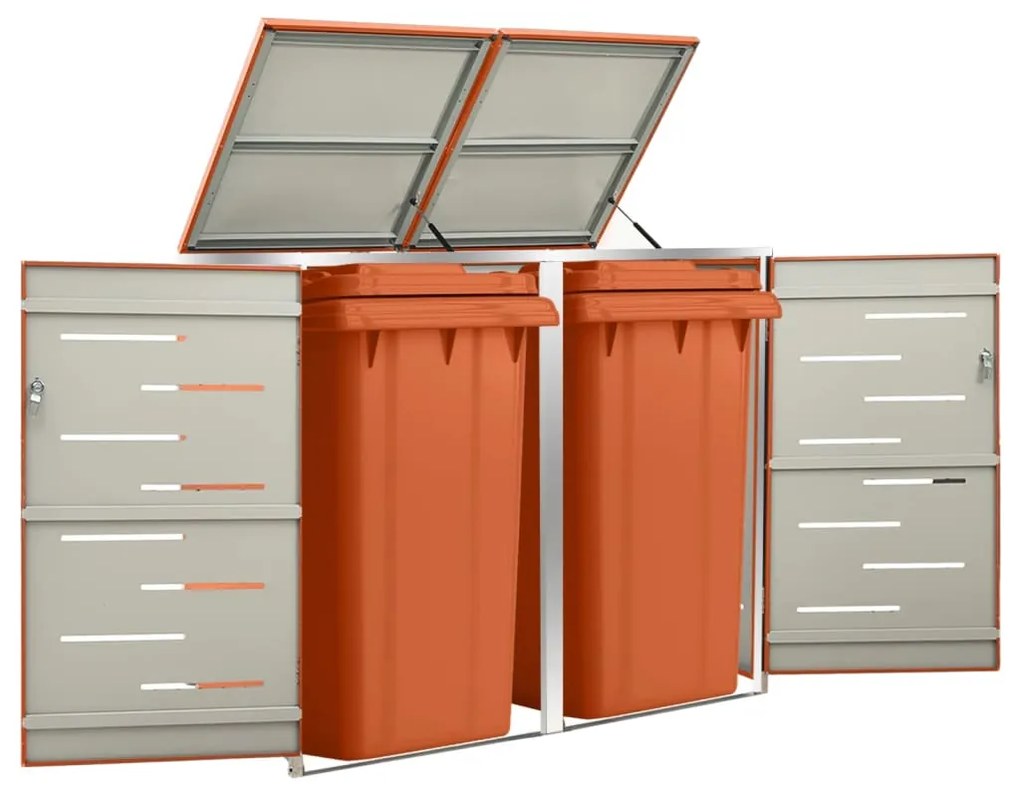 vidaXL Abrigo duplo para caixote do lixo 138x77,5x112,5 cm aço inox