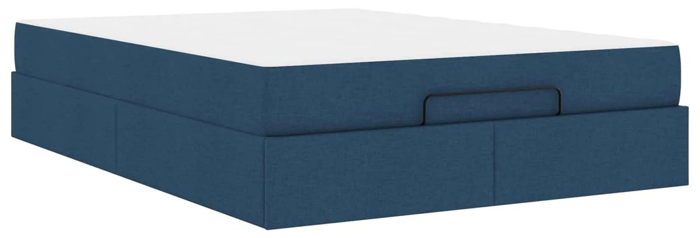 vidaXL Estrutura de cama com colchão com colchão 2 pcs Azul tecido