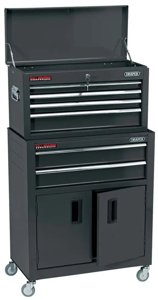 Draper Tools Armário de ferramentas com rodas 61,6x33x99,8 cm preto