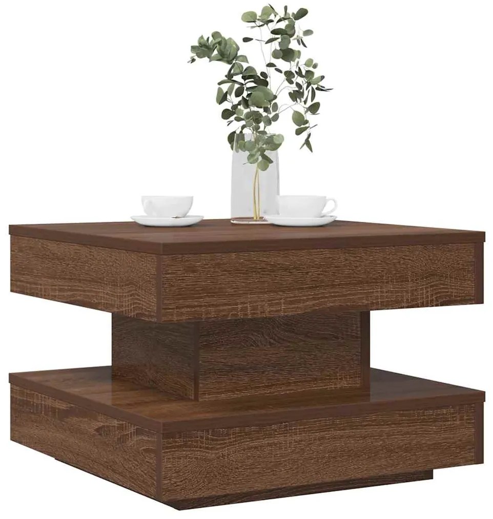 Mesa centro rotativa a 360 graus 50x50x34,5cm carvalho castanho