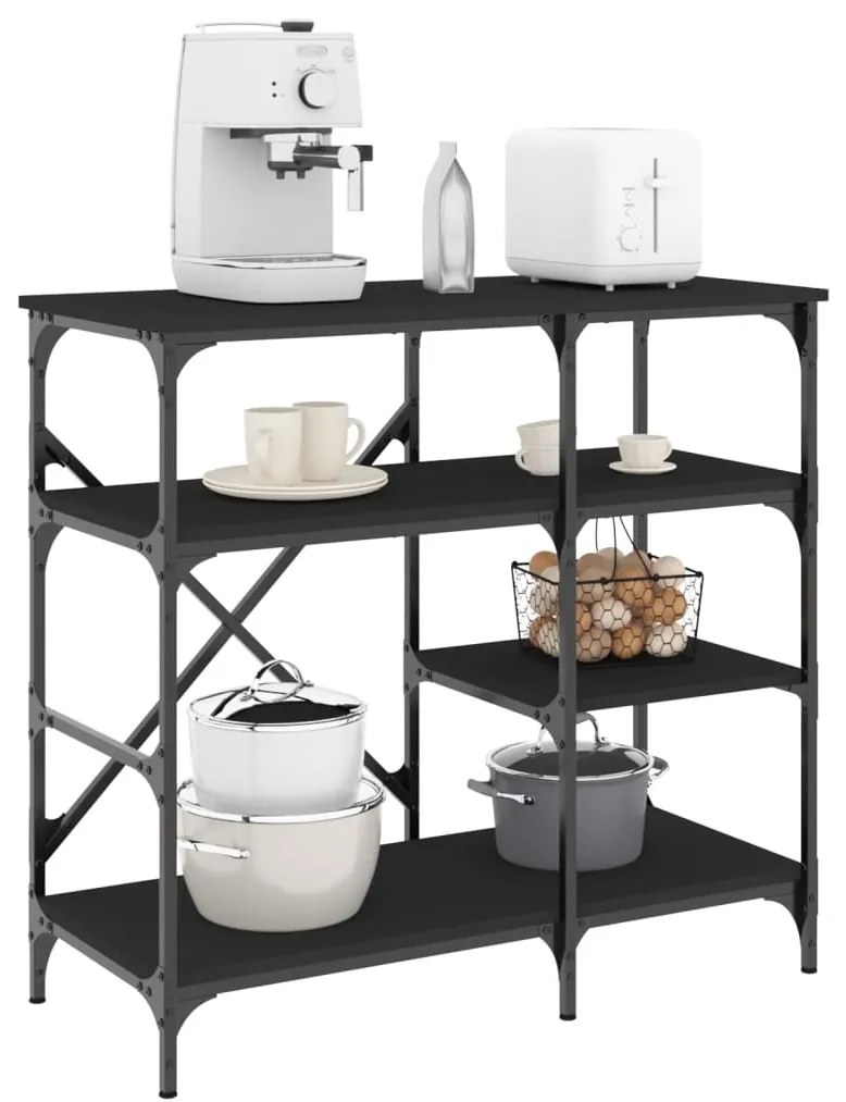 vidaXL Estante 90x40x84 cm derivados de madeira e metal preto