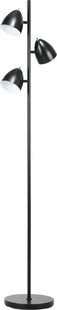 HOMCOM Luminária de chão para sala estilo industrial 3 abajures orientáveis em aço 38 x 28 x 169 cm preto | Aosom Portugal