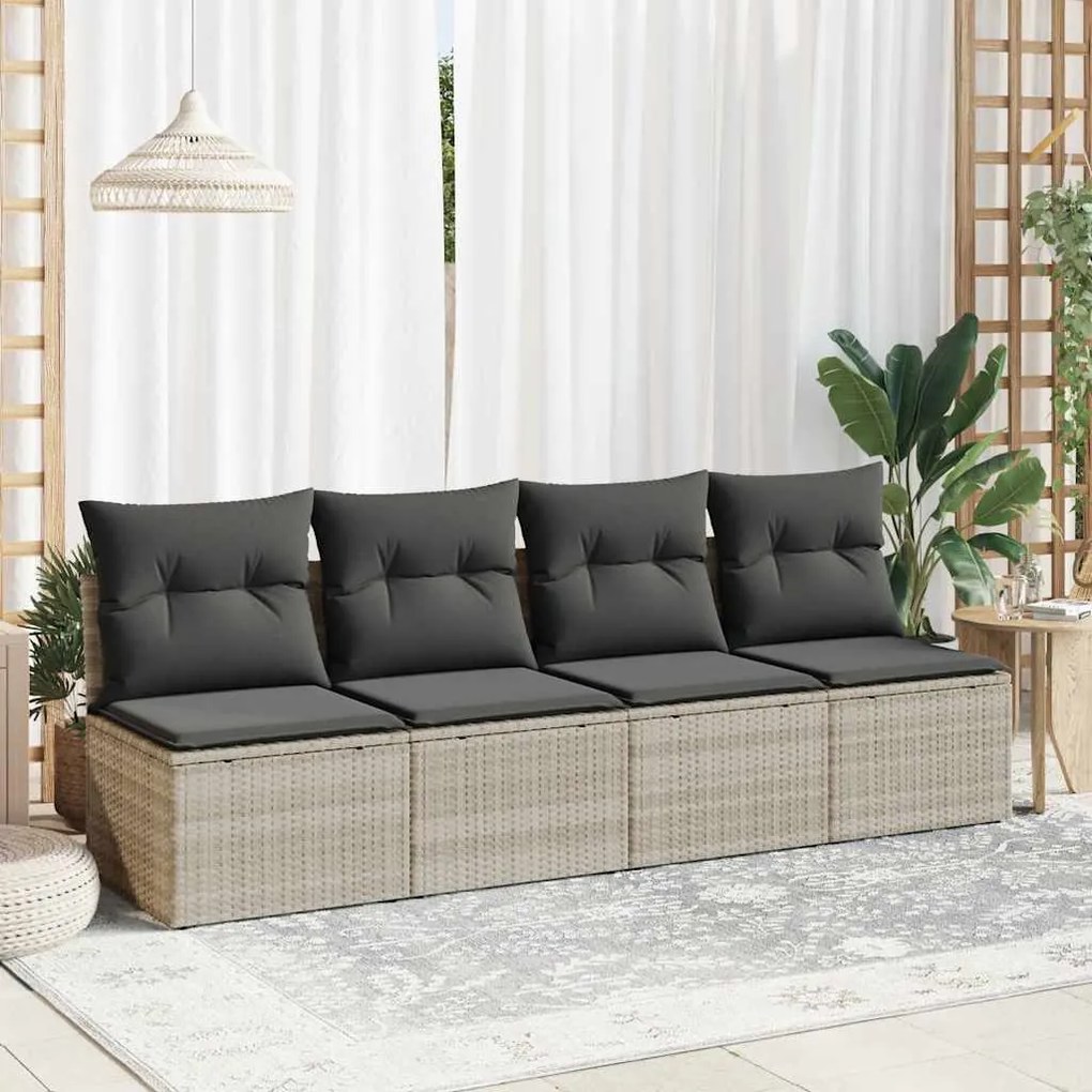 2 pcs conjunto sofás de jardim c/ almofadões acácia e vime PE