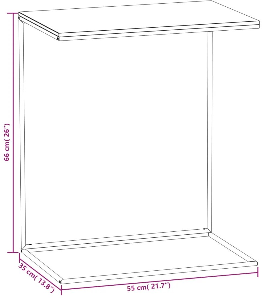Mesa de apoio 55x35x66 cm derivados de madeira branco