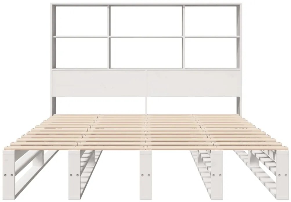 Cama com estante sem colchão 150x200 cm madeira maciça branco