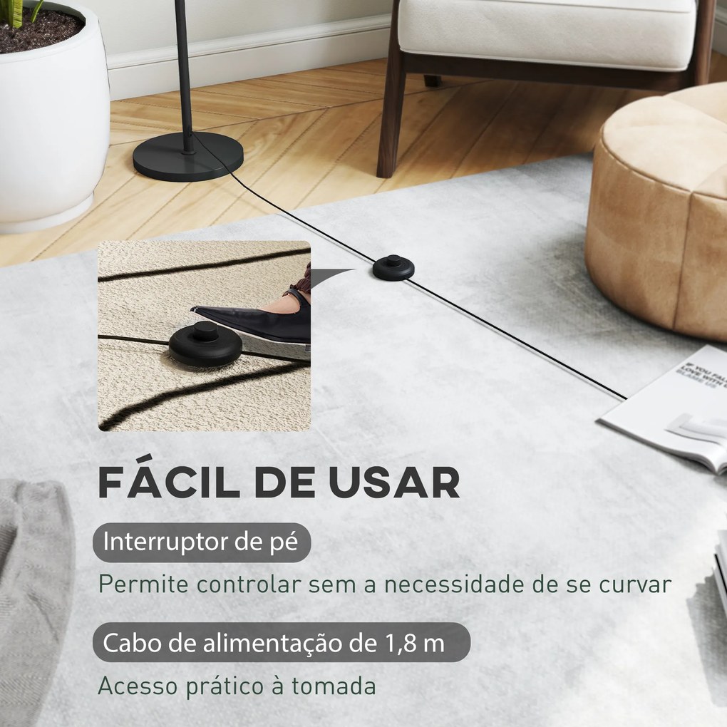 Candeeiro de Pé Moderno com Ecrã em Forma de Taça Refletora de Luz Interruptor de Pé Suporte E27 sem Lâmpada Ø35x155 cm Preto