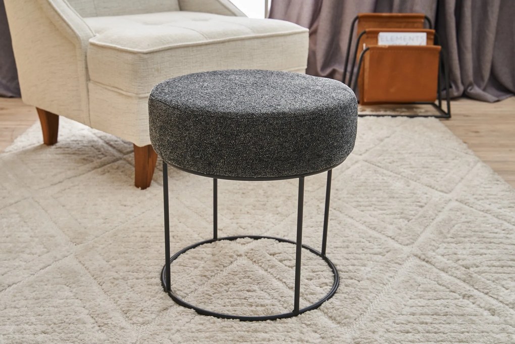Pouffe Moon Steel Gabbana – Anthracite Black – 40x42x40 cm