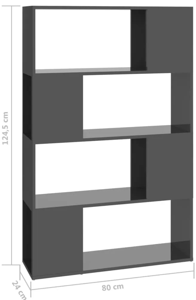 Estante/divisória 80x24x124,5 cm cinzento brilhante