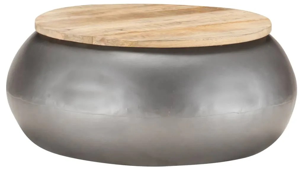 vidaXL Mesa de centro 68x68x30 cm madeira de mangueira maciça cinzento