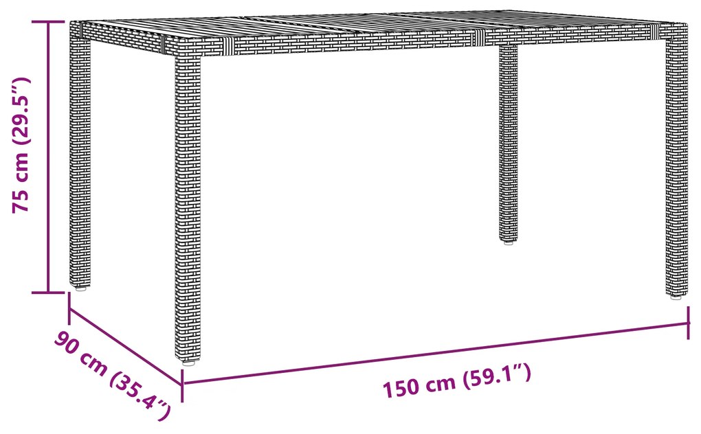 Conjunto de Jantar de Jardim vidaXL 7 Peças Preto em Rattan Poly