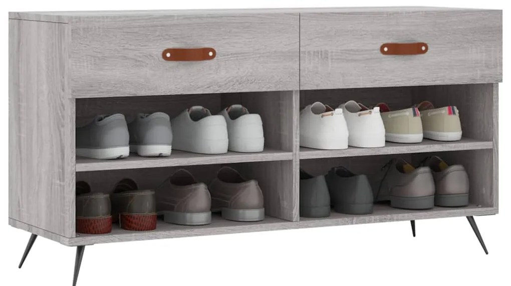 Banco sapateira 102x35x55 cm derivados madeira cinzento sonoma
