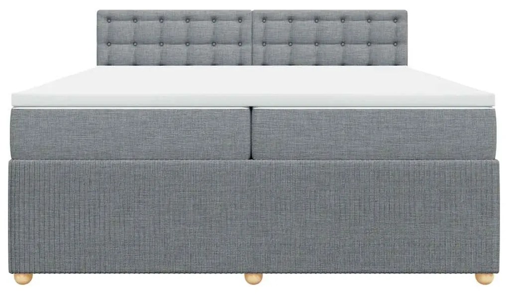 Cama com molas/colchão 200x200 cm tecido cinza-claro