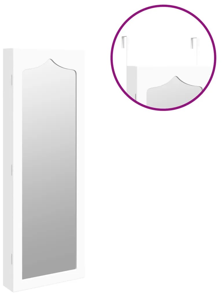 Móvel para joias de parede espelhado 37,5x10x106 cm branco
