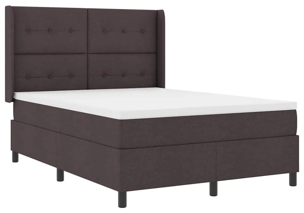 Cama Box com Colchão Marrom Escuro 160x200 cm em Tecido