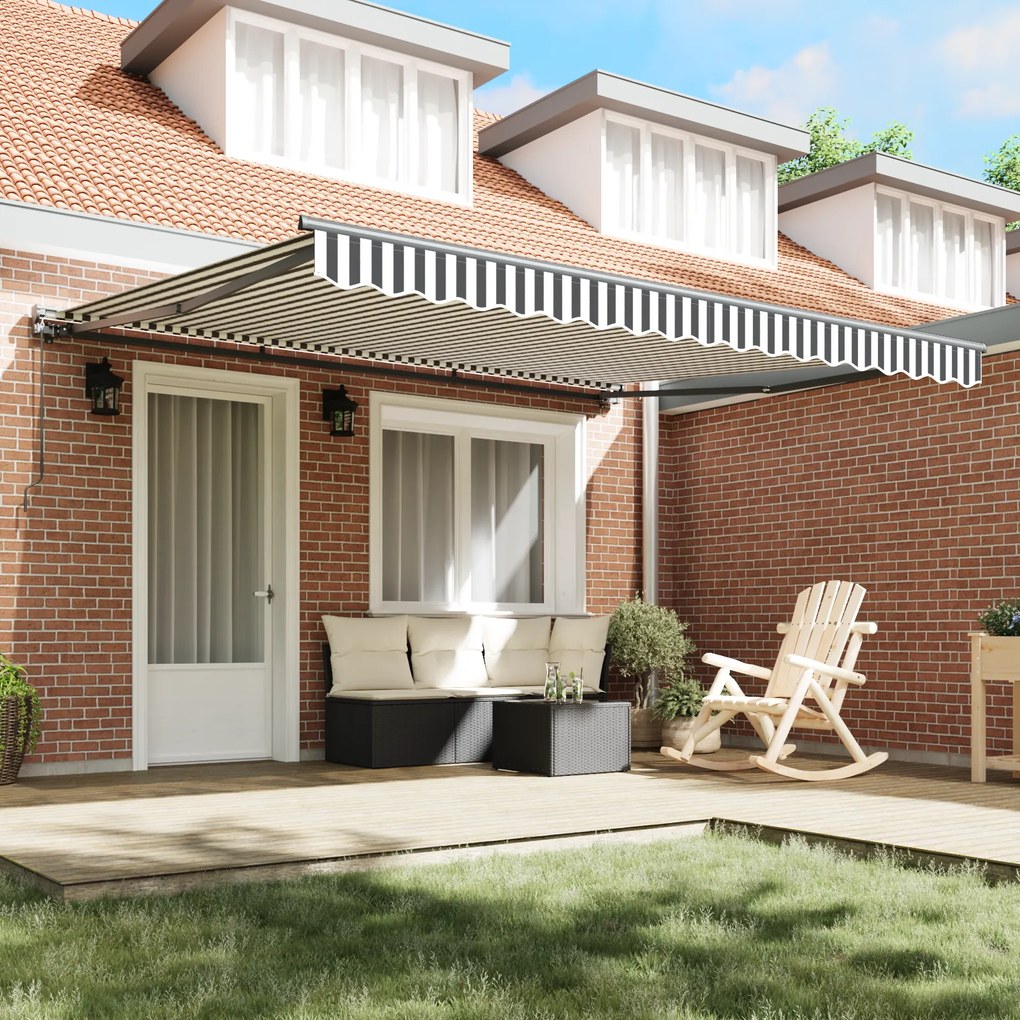 Toldo Retrátil Manual vidaXL Antracite e Branco 400x300 cm